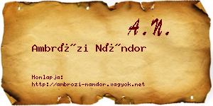 Ambrózi Nándor névjegykártya